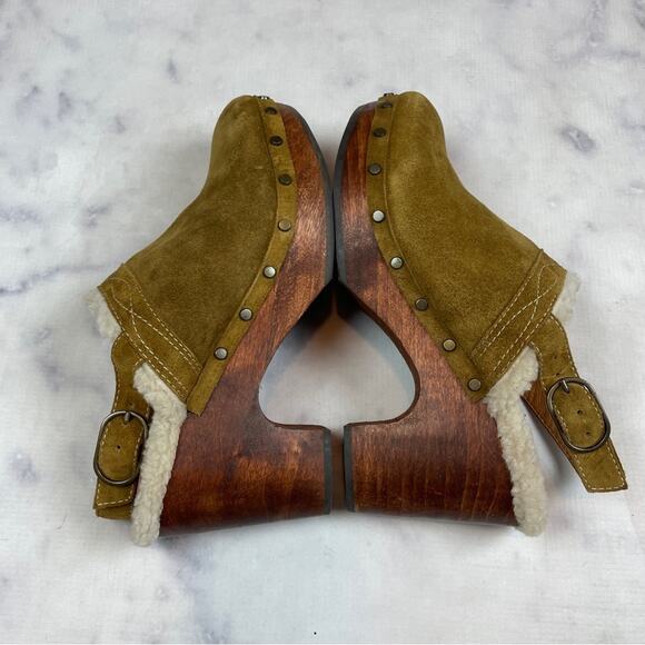 Sezane Taylor Suede Slingback Clogs Shearling Lined NWOB - Picture 9 of 12